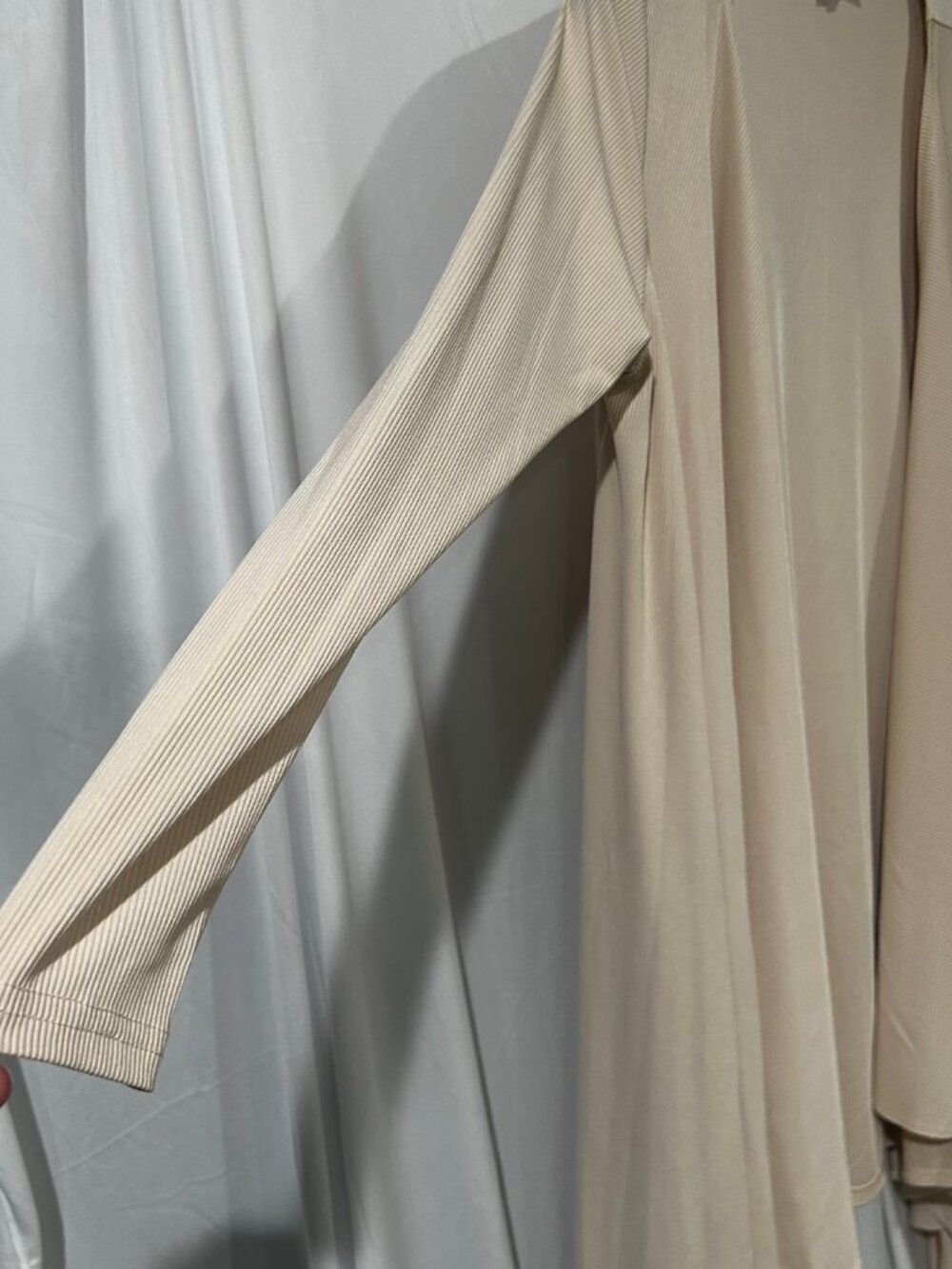 Cream Ribbed Open-Front Cardigan - Picture 3 of 4